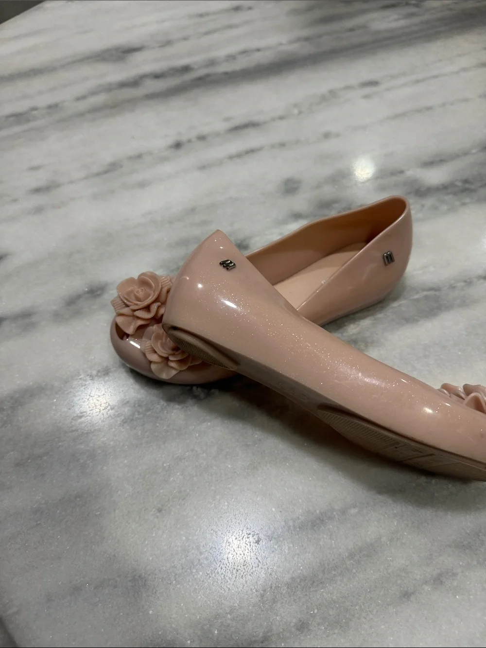 Mini Melissa Nude Pink Floral Jelly Flats